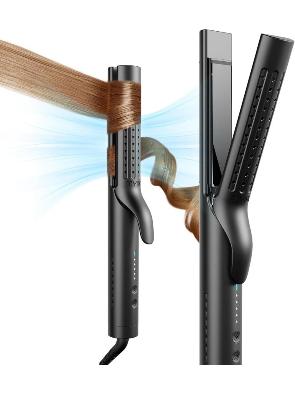 2-in-1 Curling Iron & Hair Straightener - Airflow Technology for Effortless